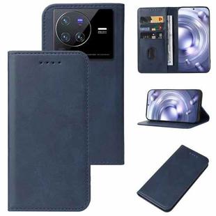 For vivo X80 Pro Magnetic Closure Leather Phone Case(Blue)