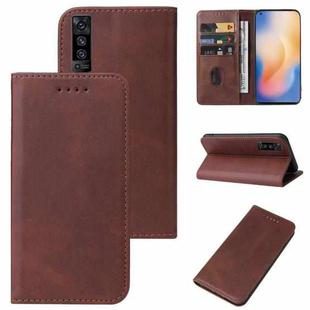For vivo X50 5G Magnetic Closure Leather Phone Case(Brown)