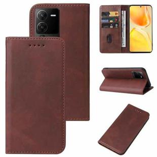 For vivo S15 Magnetic Closure Leather Phone Case(Brown)