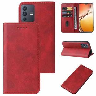 For vivo V23 5G Magnetic Closure Leather Phone Case(Red)