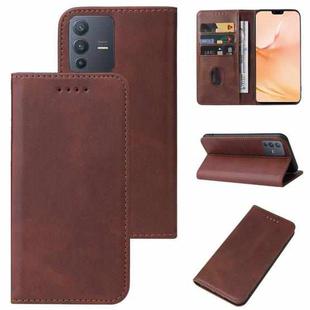 For vivo V23 Pro Magnetic Closure Leather Phone Case(Brown)