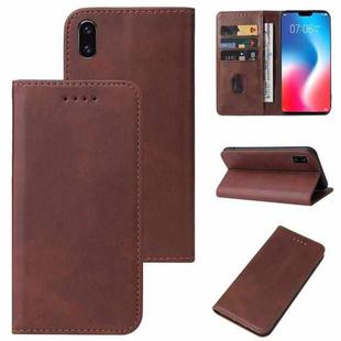 For vivo V19 Magnetic Closure Leather Phone Case(Brown)