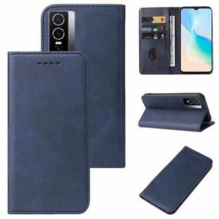 For vivo Y76 5G Magnetic Closure Leather Phone Case(Blue)