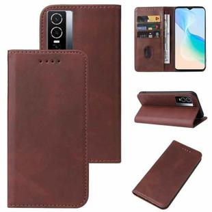 For vivo Y76 5G Magnetic Closure Leather Phone Case(Brown)