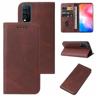 For vivo Y30 Magnetic Closure Leather Phone Case(Brown)