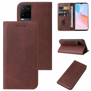 For vivo Y21e Magnetic Closure Leather Phone Case(Brown)