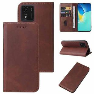 For vivo Y01 Magnetic Closure Leather Phone Case(Brown)