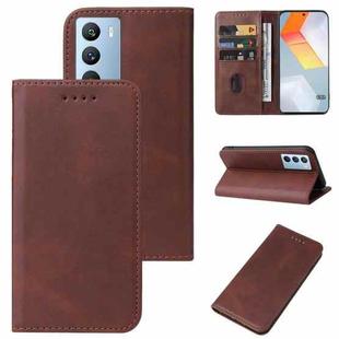 For vivo iQOO 9 SE Magnetic Closure Leather Phone Case(Brown)