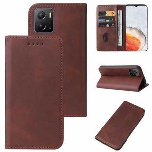 For vivo iQOO U5x Magnetic Closure Leather Phone Case(Brown)