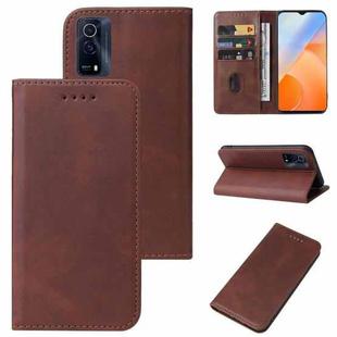 For vivo iQOO Z5x Magnetic Closure Leather Phone Case(Brown)