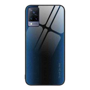 For vivo S9 Texture Gradient Glass TPU Phone Case(Blue)