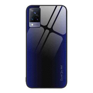 For vivo S9 Texture Gradient Glass TPU Phone Case(Dark Blue)