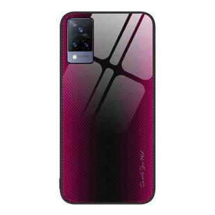 For vivo S9 Texture Gradient Glass TPU Phone Case(Rose Red)