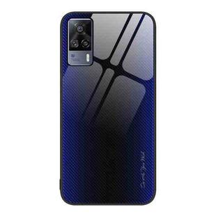For vivo S9e Texture Gradient Glass TPU Phone Case(Dark Blue)