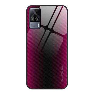 For vivo S9e Texture Gradient Glass TPU Phone Case(Rose Red)