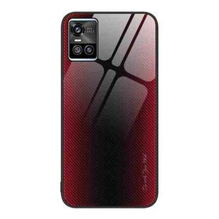 For vivo S10 Texture Gradient Glass TPU Phone Case(Red)