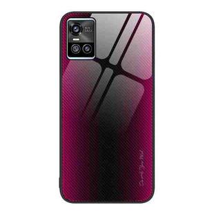 For vivo S10 Texture Gradient Glass TPU Phone Case(Rose Red)