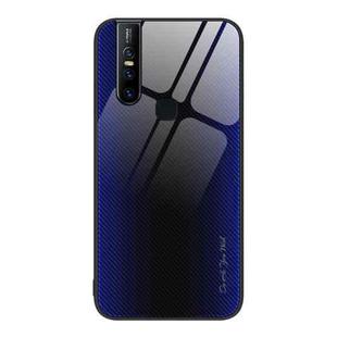 For vivo V15 Texture Gradient Glass TPU Phone Case(Dark Blue)