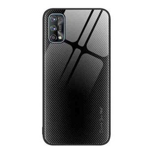 For Realme 7 Texture Gradient Glass TPU Phone Case(Black)