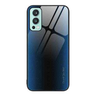 For OnePlus Nord 2 5G Texture Gradient Glass TPU Phone Case(Blue)