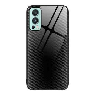 For OnePlus Nord 2 5G Texture Gradient Glass TPU Phone Case(Black)