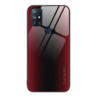 For OnePlus Nord N10 5G Texture Gradient Glass TPU Phone Case(Red)