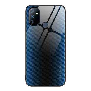 For OnePlus Nord N100 Texture Gradient Glass TPU Phone Case(Blue)