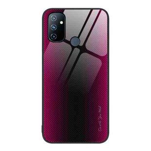 For OnePlus Nord N100 Texture Gradient Glass TPU Phone Case(Rose Red)