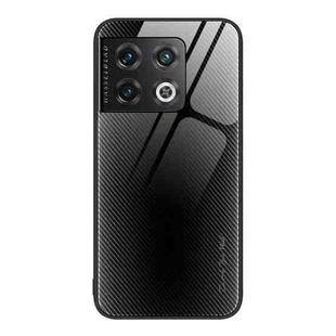 For OnePlus 10 Pro Texture Gradient Glass TPU Phone Case(Black)