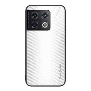 For OnePlus 10 Pro Texture Gradient Glass TPU Phone Case(White)
