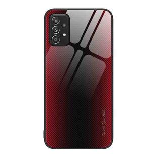 For Samsung Galaxy A52 4G / 5G Texture Gradient Glass TPU Phone Case(Red)