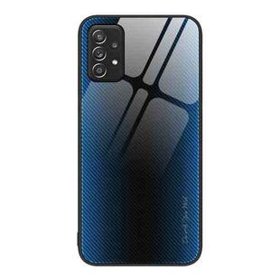 For Samsung Galaxy A52 4G / 5G Texture Gradient Glass TPU Phone Case(Blue)