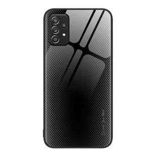 For Samsung Galaxy A52 4G / 5G Texture Gradient Glass TPU Phone Case(Black)