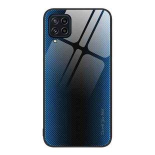 For Samsung Galaxy M32 Texture Gradient Glass TPU Phone Case(Blue)