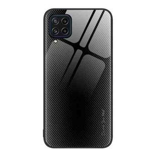 For Samsung Galaxy M32 Texture Gradient Glass TPU Phone Case(Black)