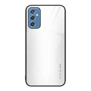 For Samsung Galaxy M52 5G Texture Gradient Glass TPU Phone Case(White)