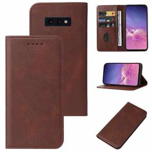 For Samsung Galaxy S10e Magnetic Closure Leather Phone Case(Brown)