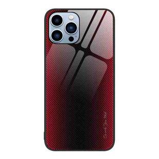 For iPhone 13 Pro Texture Gradient Glass TPU Phone Case (Red)