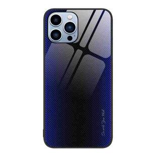 For iPhone 13 Pro Texture Gradient Glass TPU Phone Case (Dark Blue)