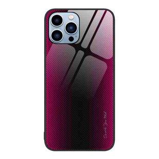 For iPhone 13 Pro Texture Gradient Glass TPU Phone Case (Rose Red)