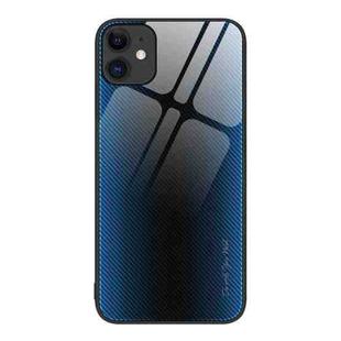 For iPhone 11 Texture Gradient Glass TPU Phone Case (Blue)