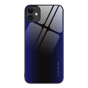 For iPhone 11 Texture Gradient Glass TPU Phone Case (Dark Blue)