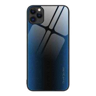 For iPhone 11 Pro Max Texture Gradient Glass TPU Phone Case (Blue)