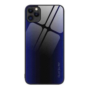 For iPhone 11 Pro Max Texture Gradient Glass TPU Phone Case (Dark Blue)
