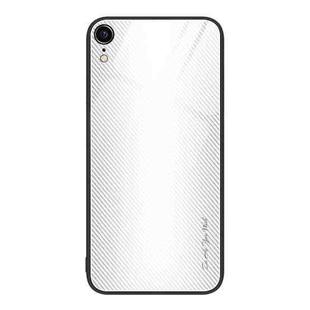 For iPhone XR Texture Gradient Glass TPU Phone Case(White)