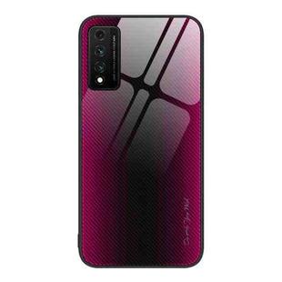 For Huawei Nzone S7 Pro 5G Texture Gradient Glass TPU Phone Case(Rose Red)