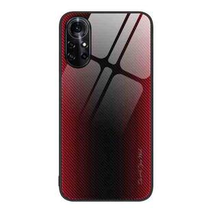 For Huawei nova 8 Pro Texture Gradient Glass TPU Phone Case(Red)