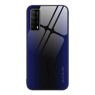 For Huawei Enjoy 20 SE Texture Gradient Glass TPU Phone Case(Dark Blue)
