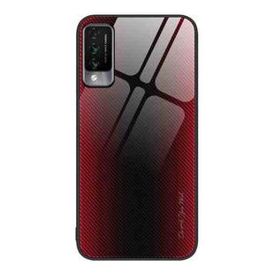 For Huawei Maimang 10 Texture Gradient Glass TPU Phone Case(Red)
