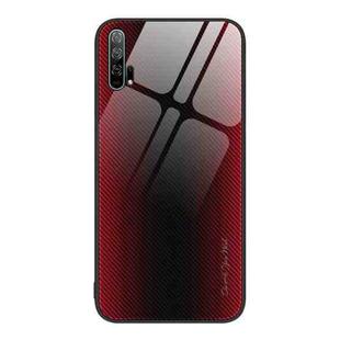 For Honor 20 Pro Texture Gradient Glass TPU Phone Case(Red)